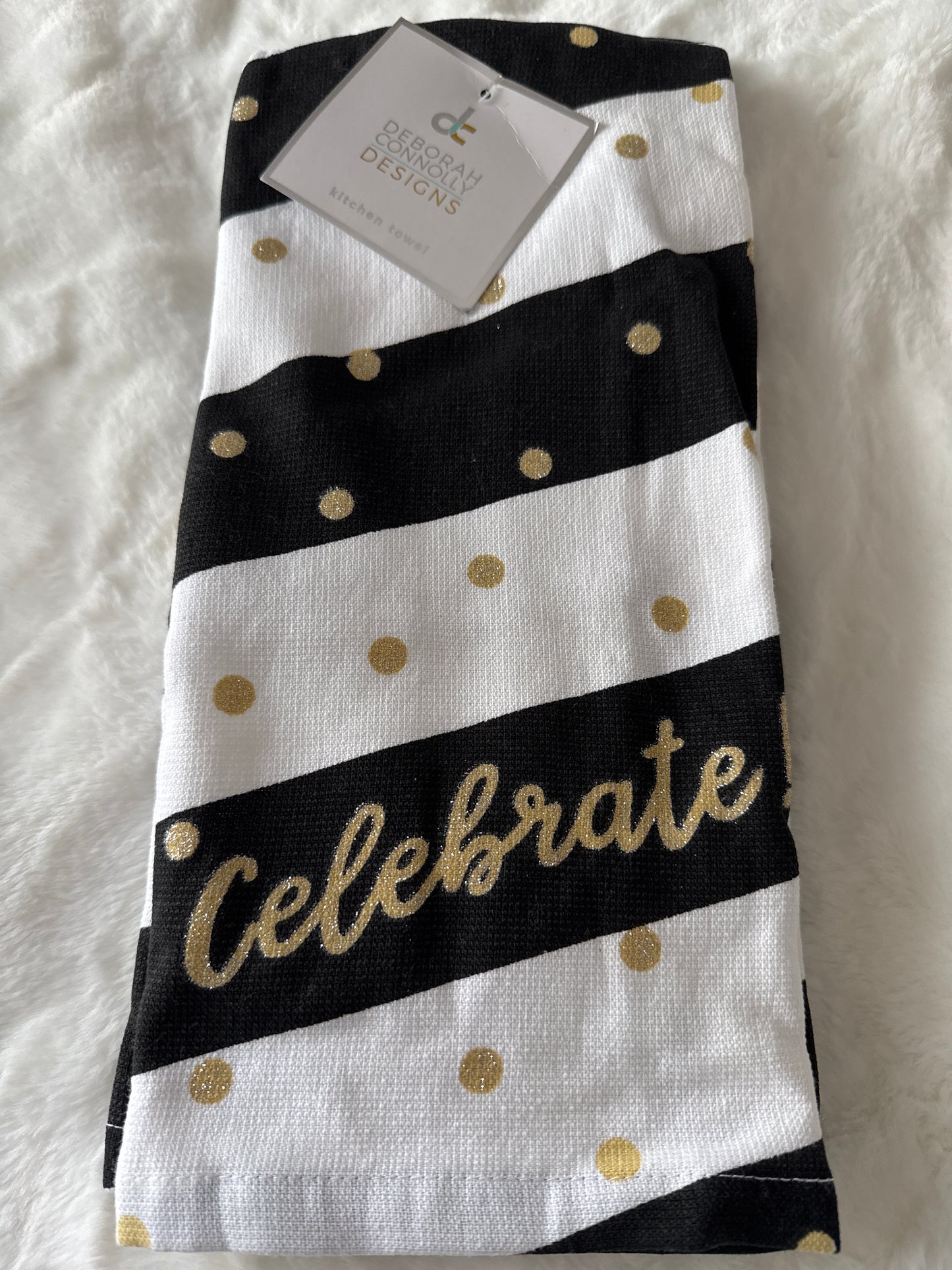 Set of 2 Kitchen Towels | "Celebrate" Design | 18" x 28"