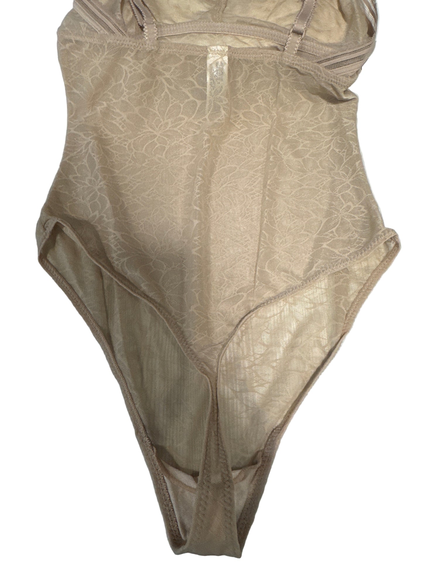 Beige B. Tempt’d by Wacoal bodysuit with adjustable straps and shaping design.