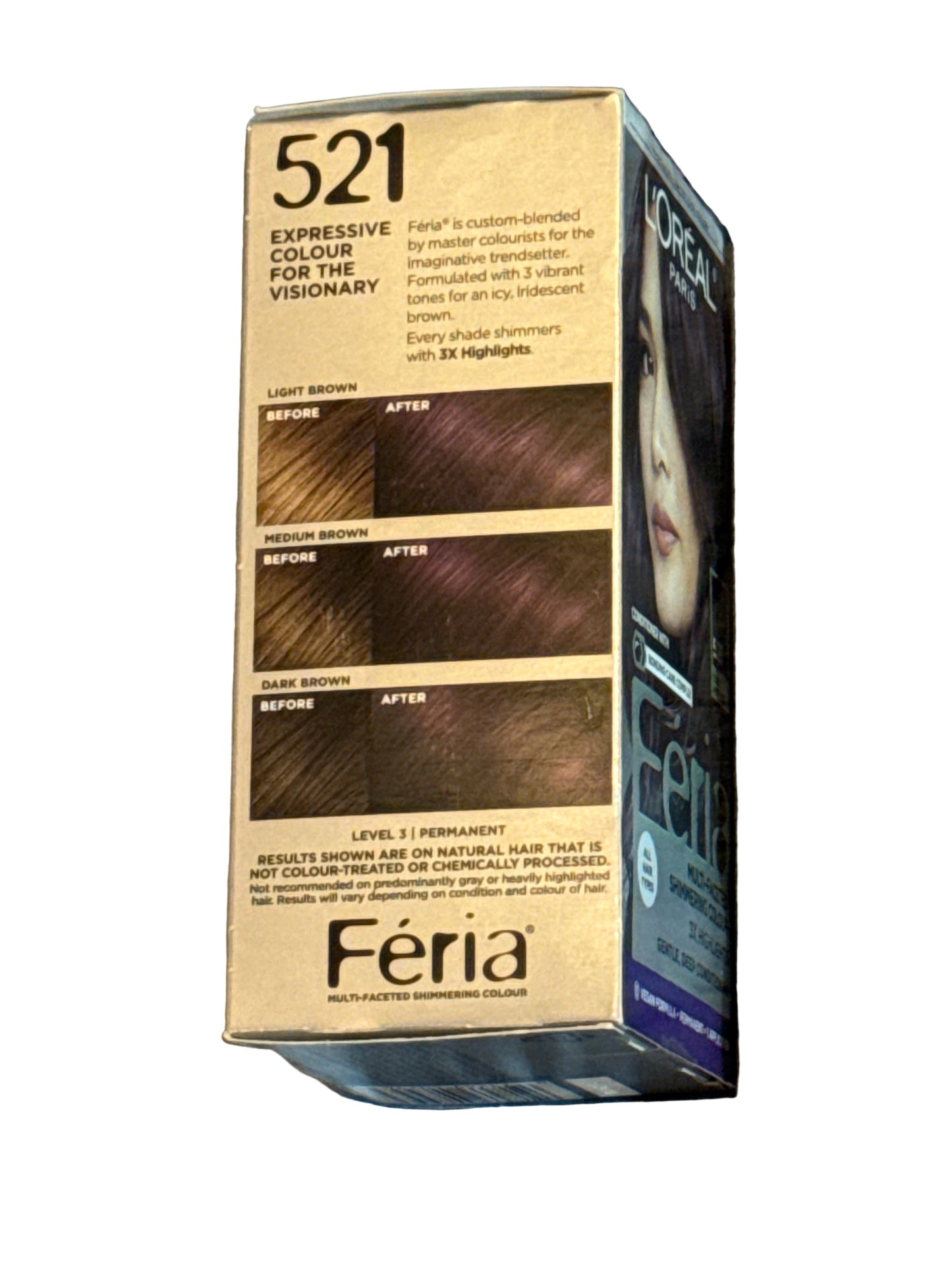 L'Oreal Paris Feria Multi-Faceted Shimmering Permanent Hair Color, 521 Cool