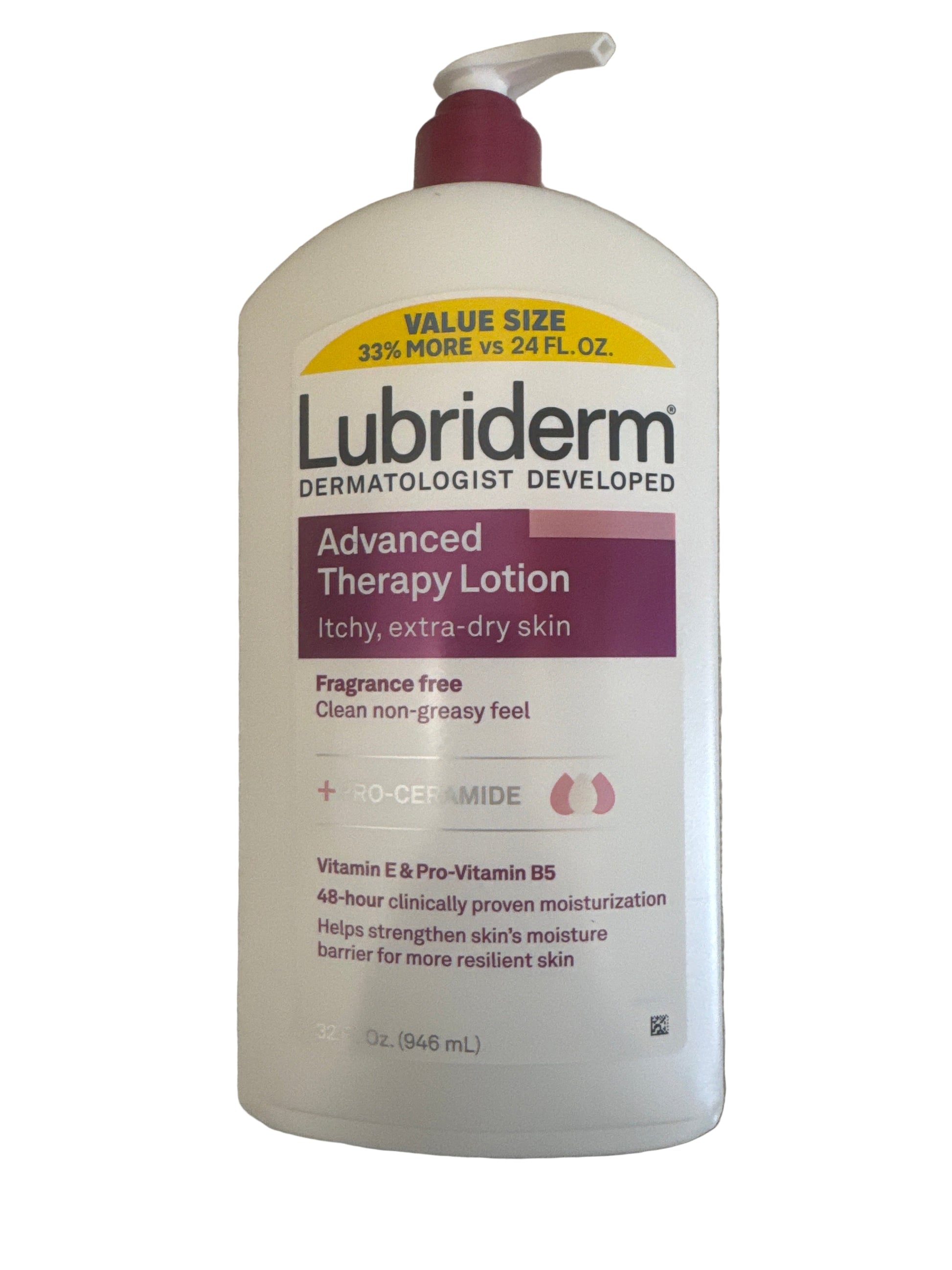 Moisturizing body lotion in large pump bottle on neutral background