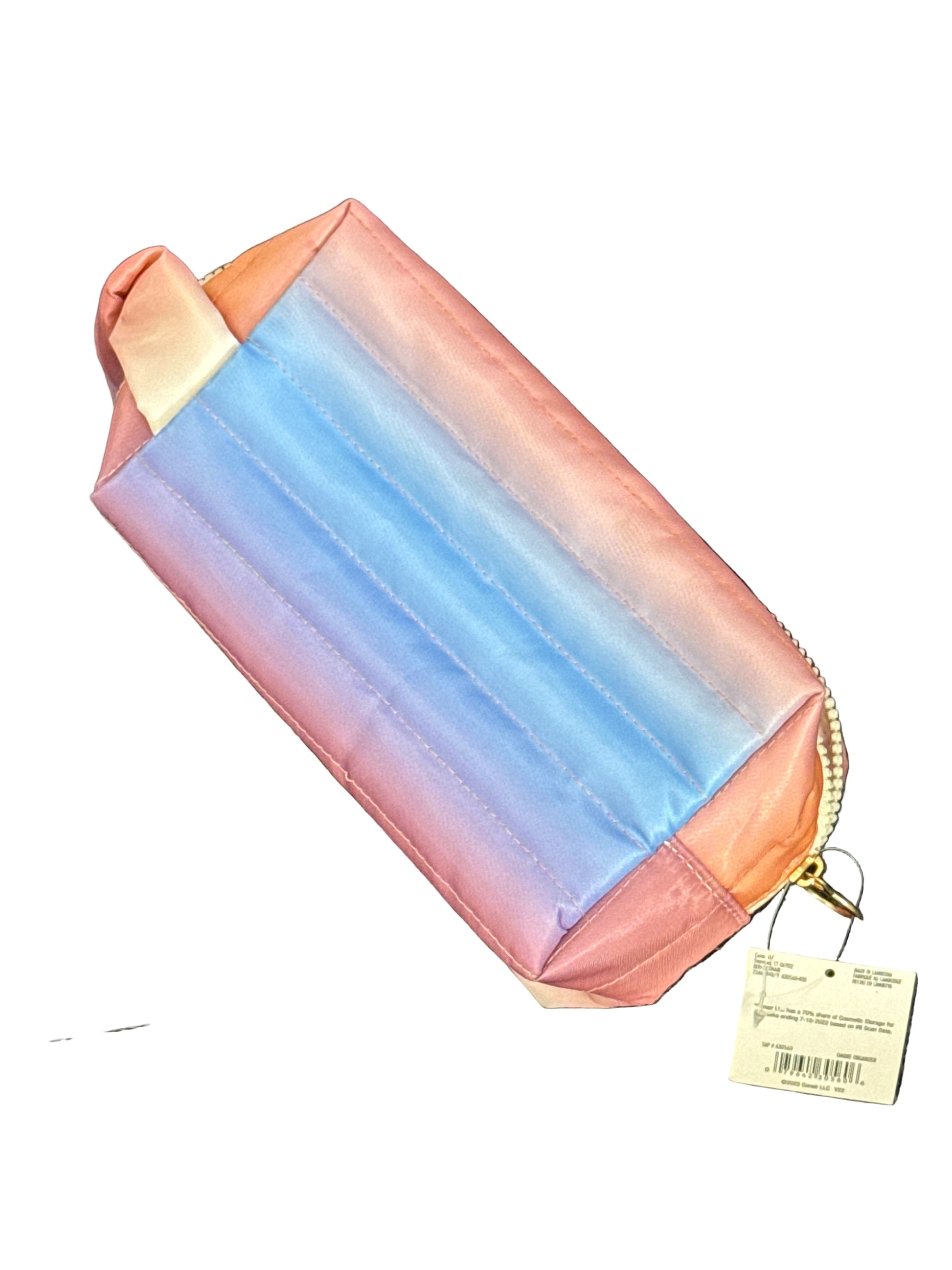 Scünci cosmetic bag with rainbow ombre design, approx 8" x 4"