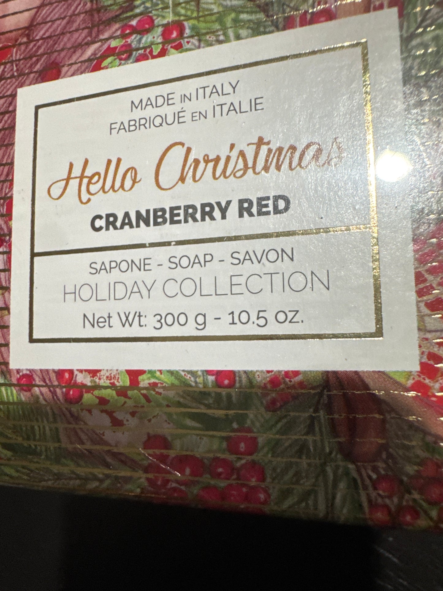 Hello Christmas Cranberry Red 10.5 oz soap
