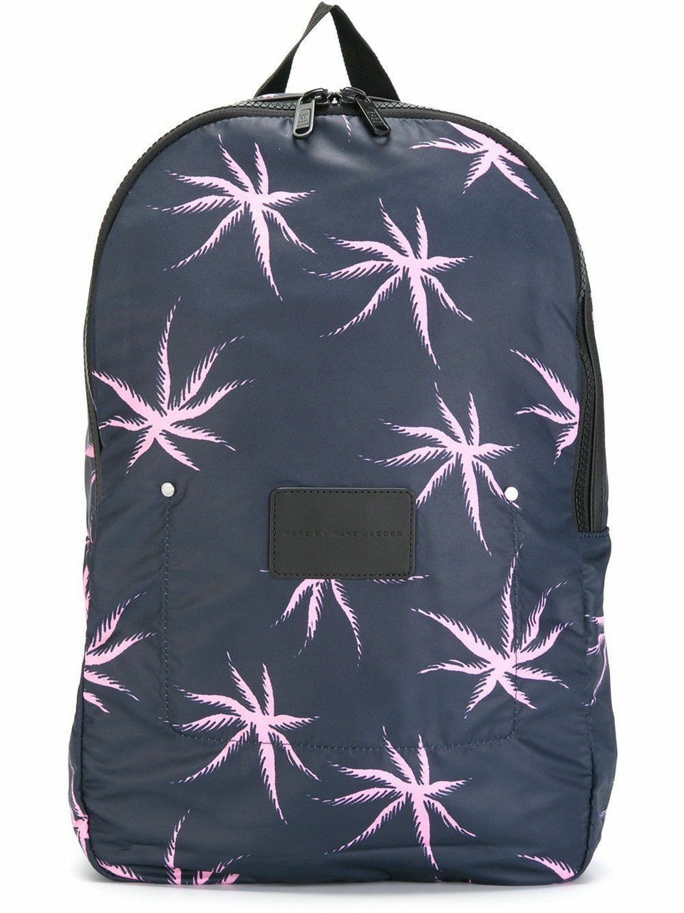 Marc Jacobs palm indigo backpack with pink tropical print and logo patch
