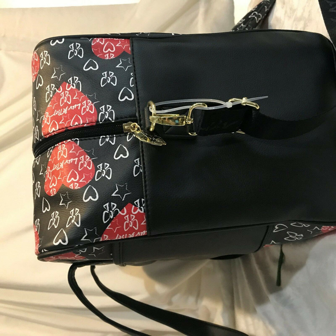 Red Hearts Bows 2pc Set Weekender Duffle Crossbody Bag