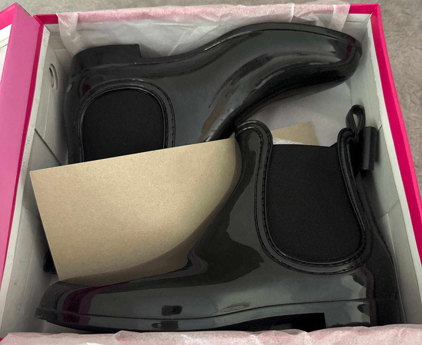 Black waterproof ankle rain boots size 9 by Catherine Malandrino with box