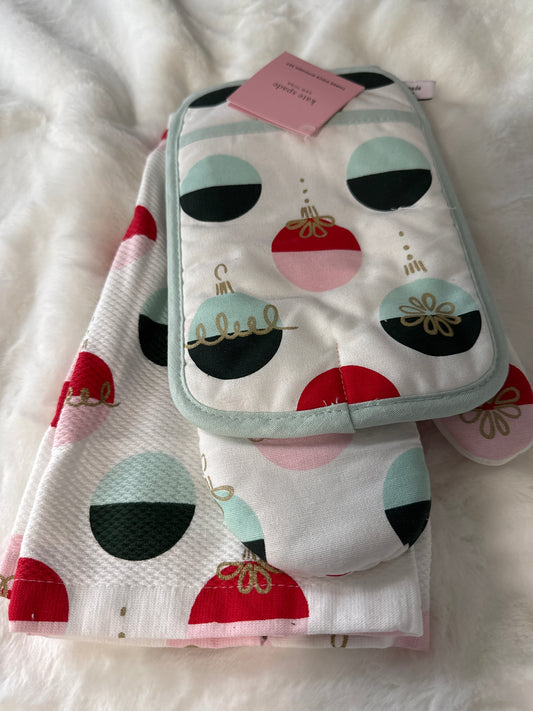 3pc Kitchen Set – Towel, Oven Mitt & Pot Holder | 100% Cotton, Everyday Use