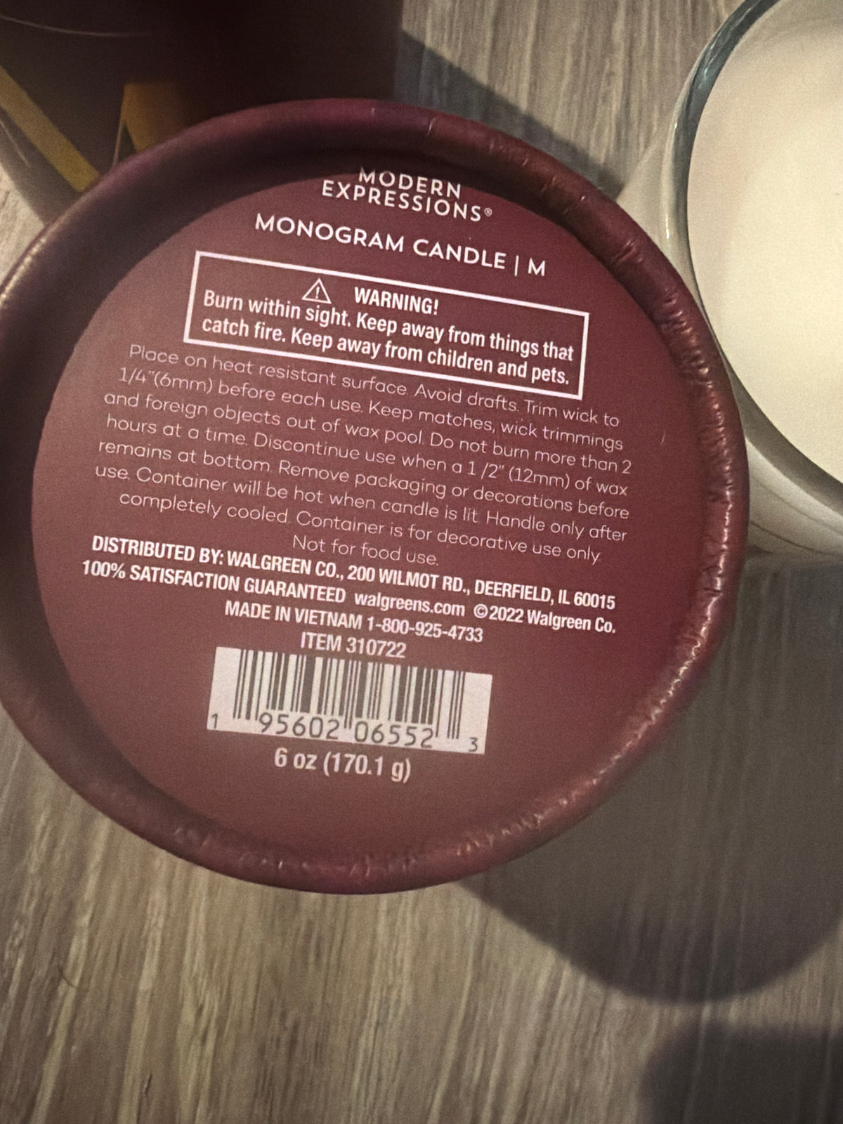 Modern Expressions Letter M Monogram Soy Blend Candle, 6 oz