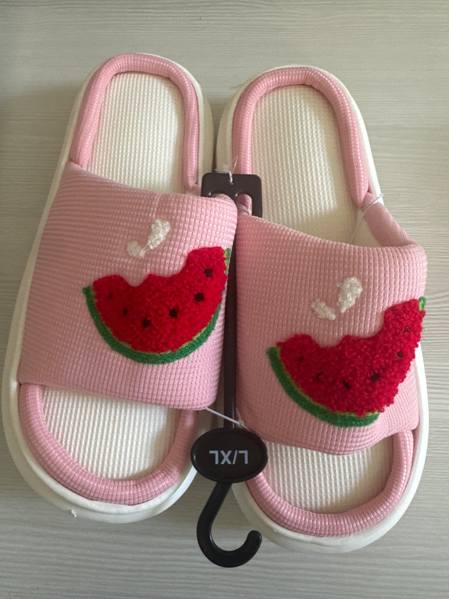 Women’s embroidered watermelon slippers L/XL 10–11 casual indoor comfort