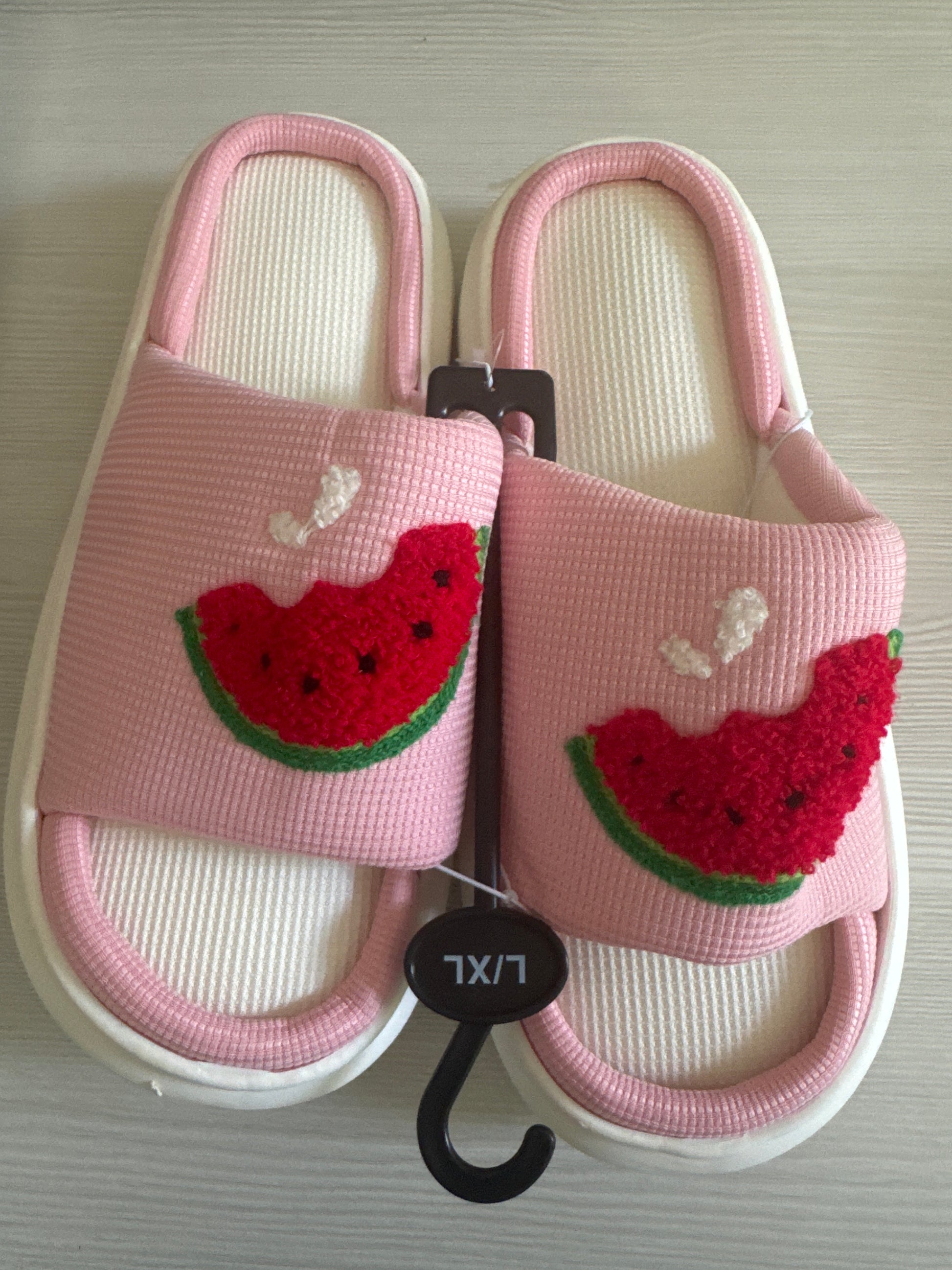 Women’s embroidered watermelon slippers L/XL 10–11 casual indoor comfort