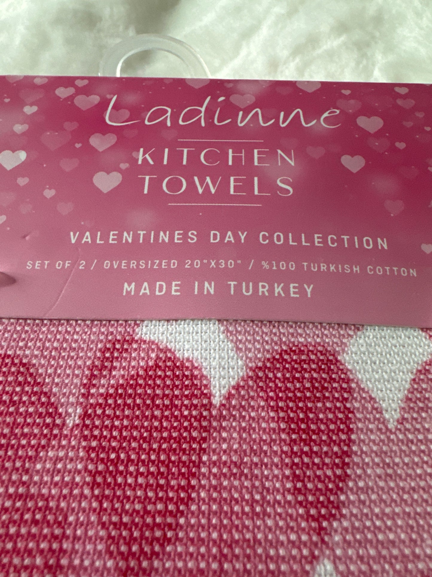 Set of 2 Oversized Turkish Cotton Kitchen Towels | Valentine's Day Collection, 20"x30"