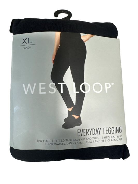 West Loop black everyday legging XL shown in packaging with tag-free, fitted design and cotton-blend comfort