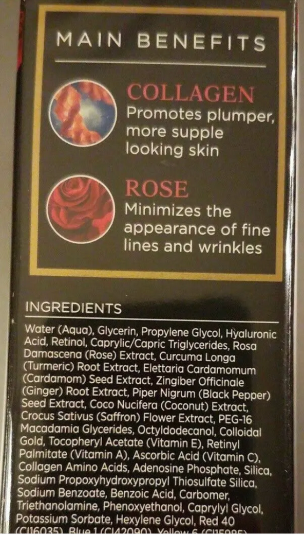 Rosie Botanics Plumping Collagen Rose Face Serum 1oz with red floral design packaging