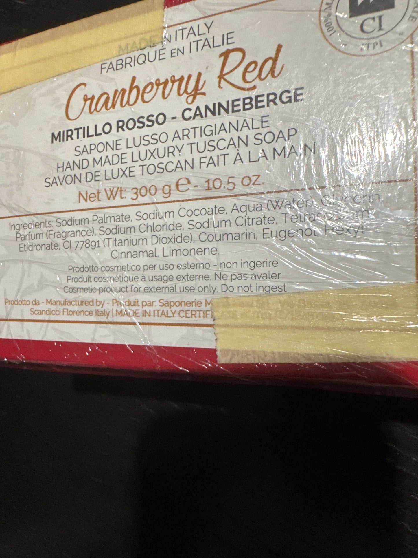 Hello Christmas Cranberry Red 10.5 oz soap
