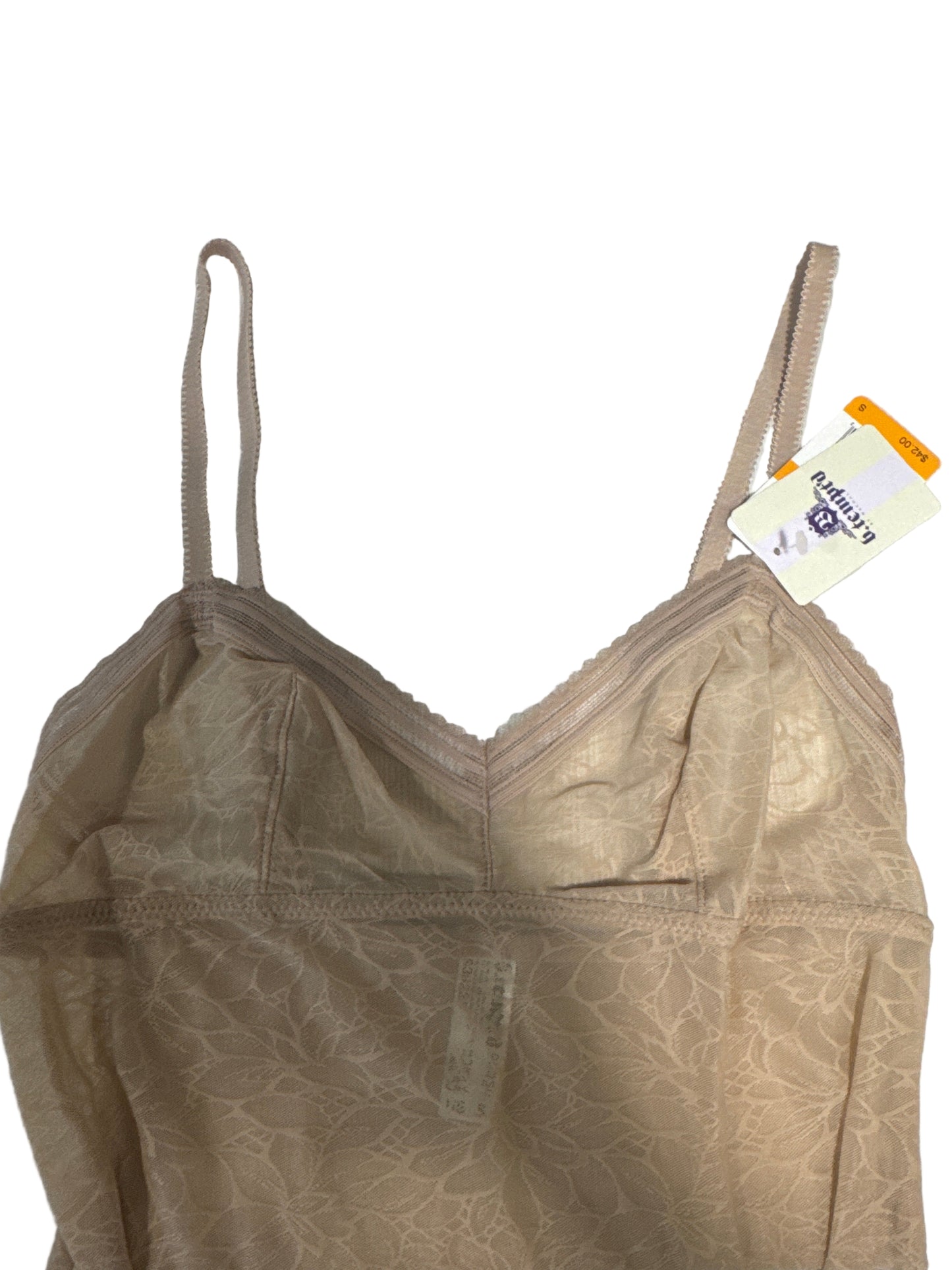 Beige B. Tempt’d by Wacoal bodysuit with adjustable straps and shaping design.