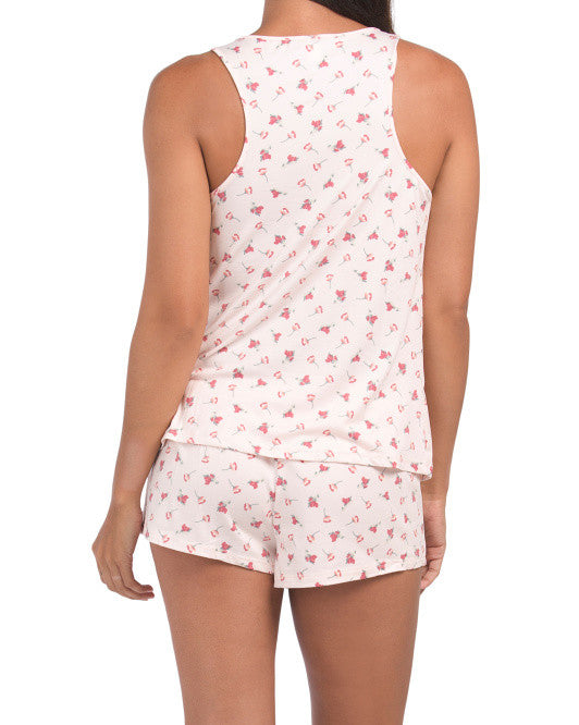 FLORA NIKROOZ 3pc Baby Velour Floral Robe With Camisole Set Size S