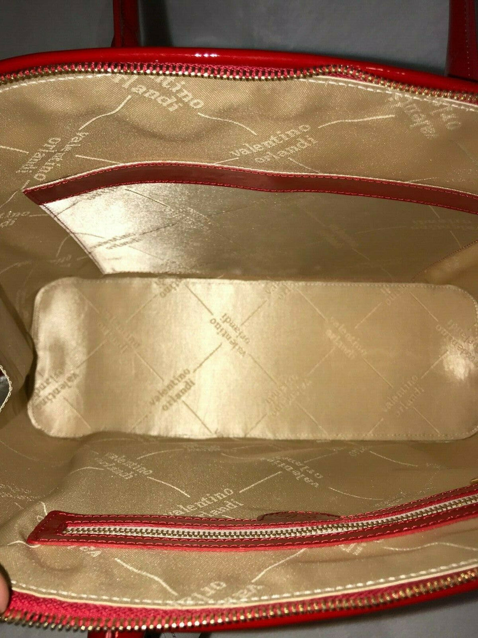 Lipstick Red Bag w Swarovski Crystals Italy Patent Leather Valentino Orlandi