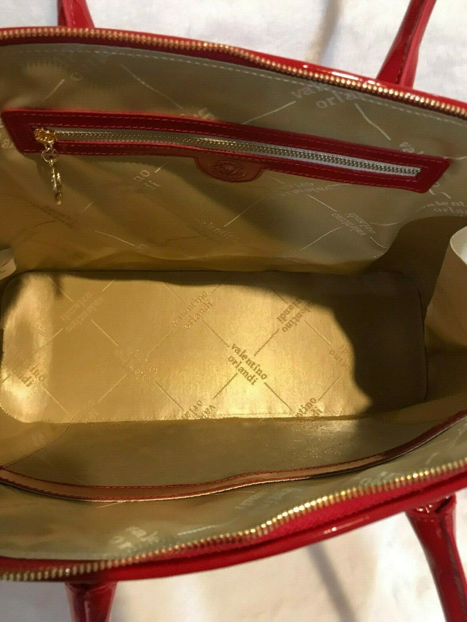 Lipstick Red Bag w Swarovski Crystals Italy Patent Leather Valentino Orlandi