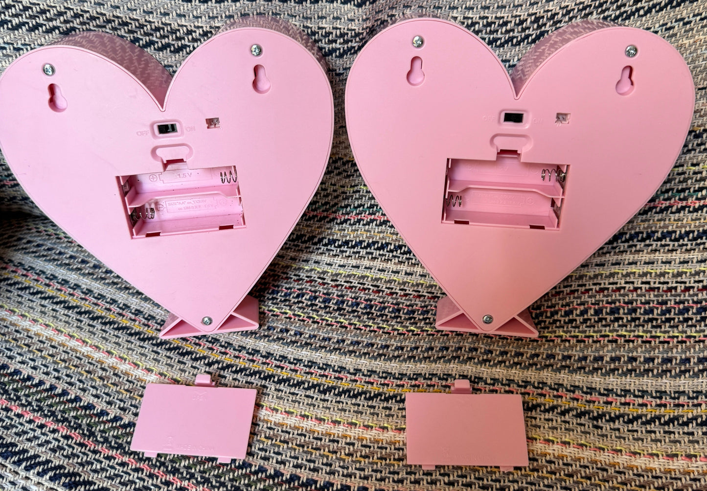 Set of 2 Pink Heart Marquee Lights Battery Operated LED Table Decor 6 Inch