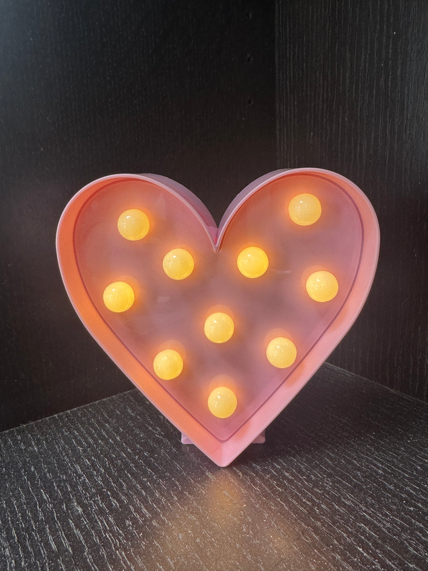 Set of 2 Pink Heart Marquee Lights Battery Operated LED Table Decor 6 Inch