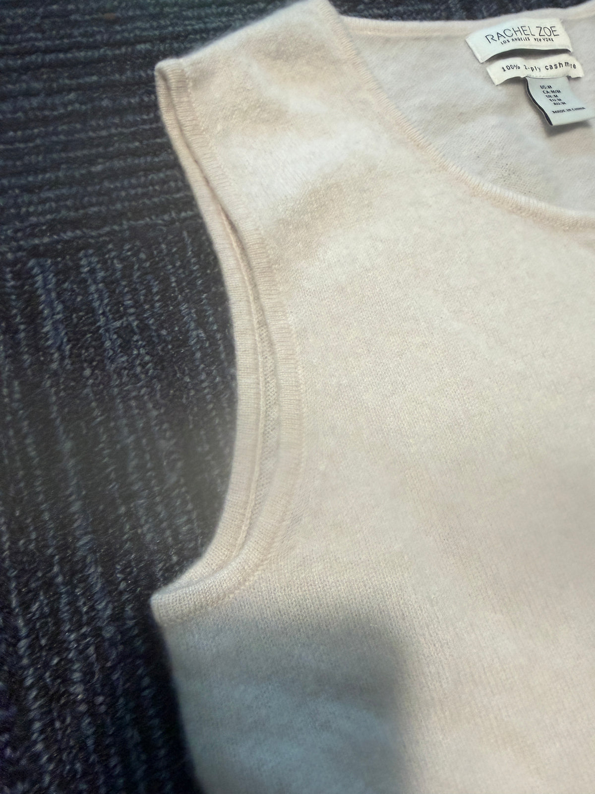 Rachel Zoe Cashmere Sleeveless Button-Front Top – Sand Dollar, M