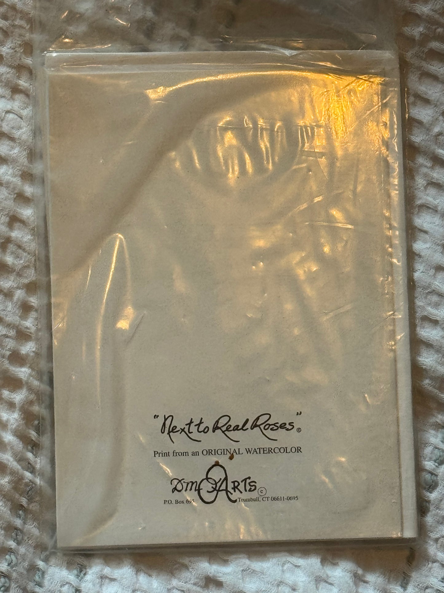 Pink Blush note card set with 5 blank floral rose-themed cards and matching envelopes in clear packaging.