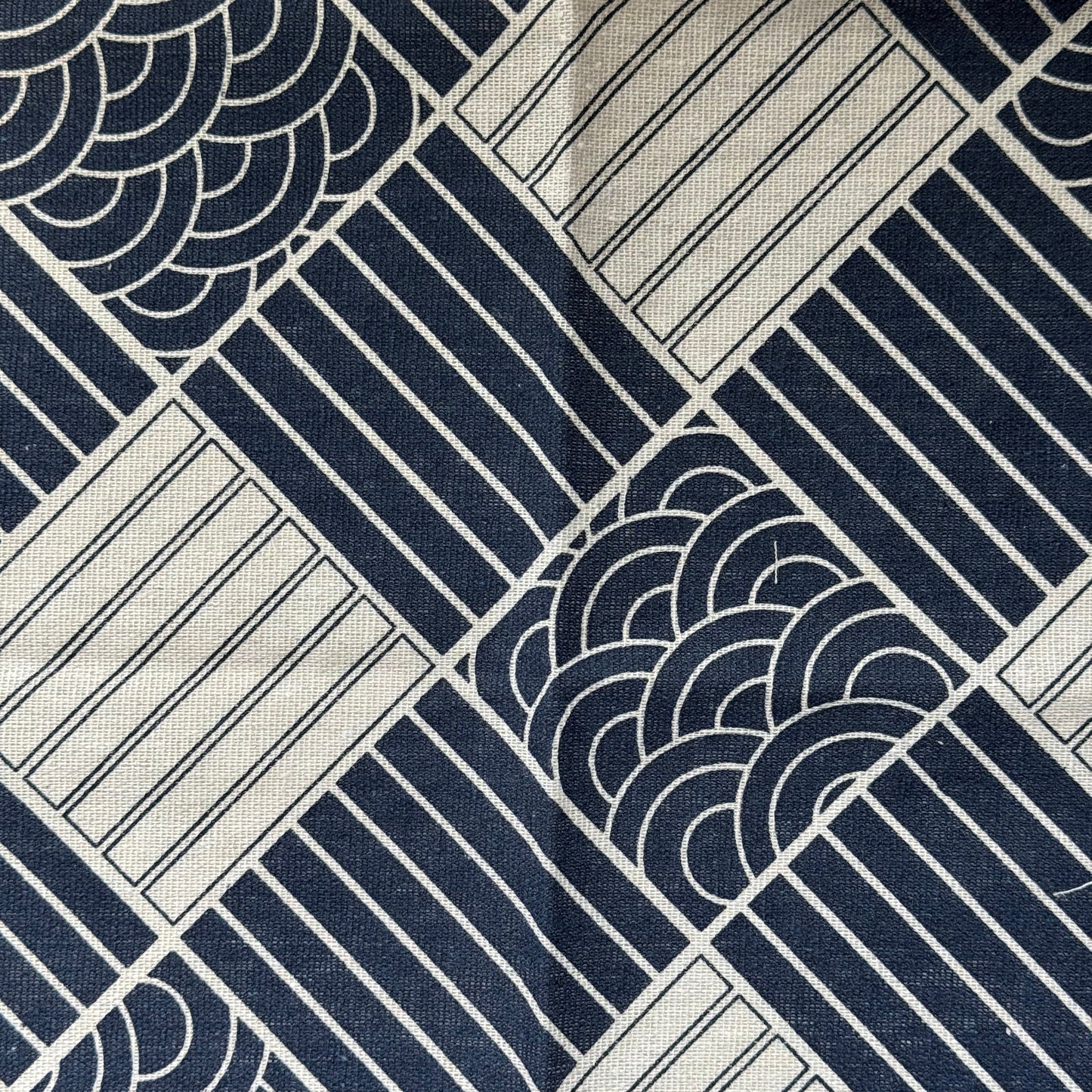 Monarch Linens Japanese style navy blue and white cloth napkins, set of four 16 x 16 inch reusable fabric napkins with geometric pattern for dining tables