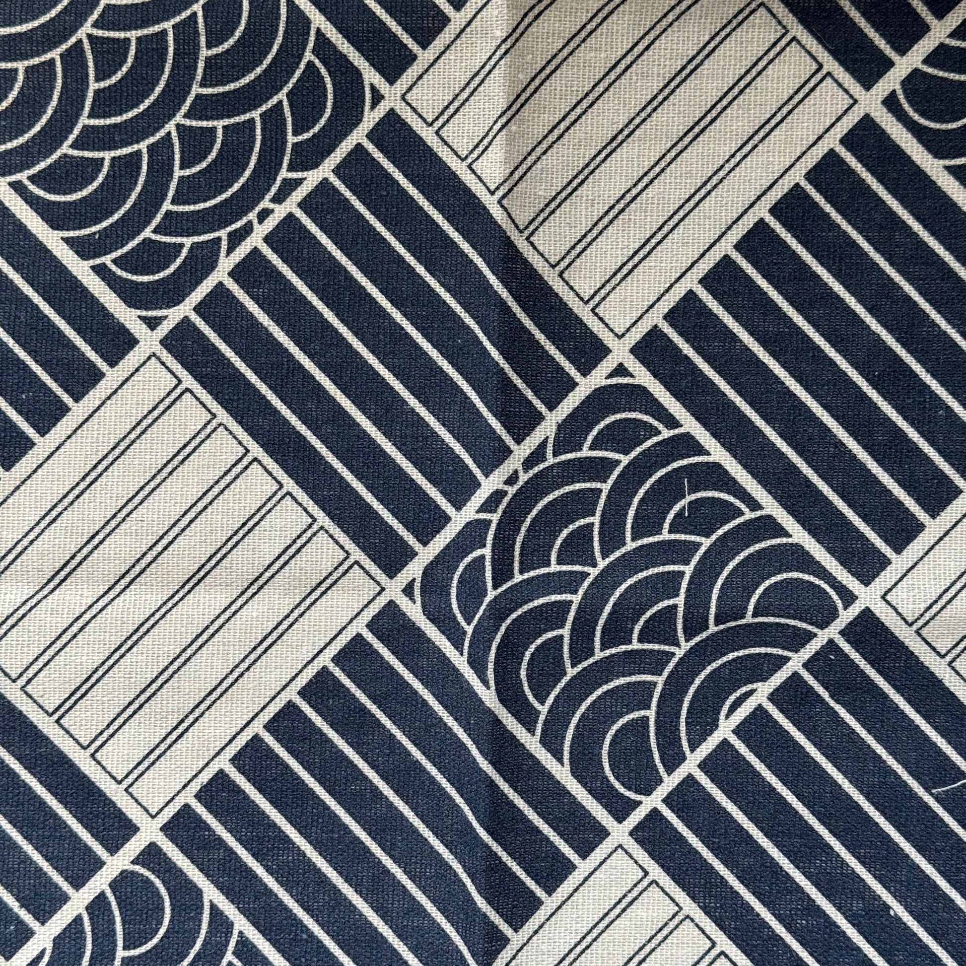 Monarch Linens Japanese style navy blue and white cloth napkins, set of four 16 x 16 inch reusable fabric napkins with geometric pattern for dining tables