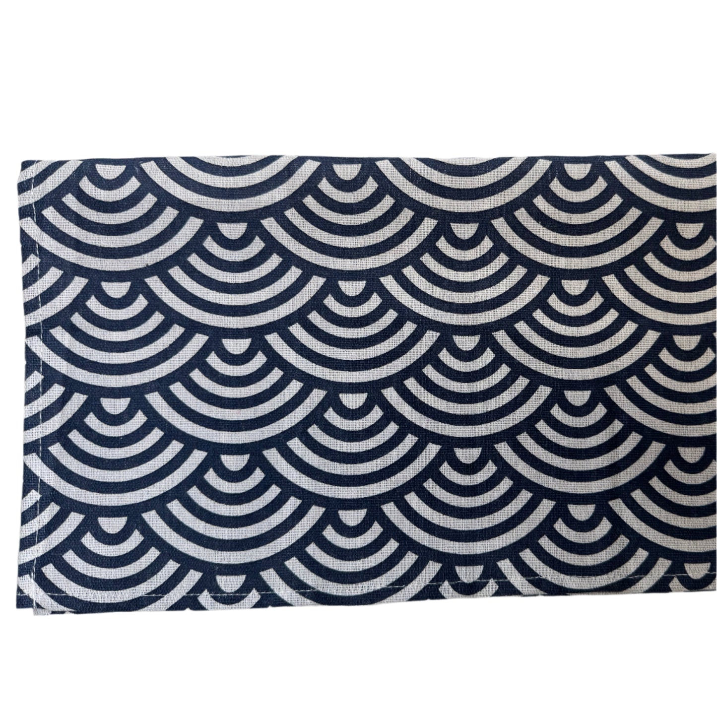 Monarch Linens Japanese style navy blue and white shell pattern cloth napkins, set of four 16 x 16 inch reusable fabric napkins for dining tables