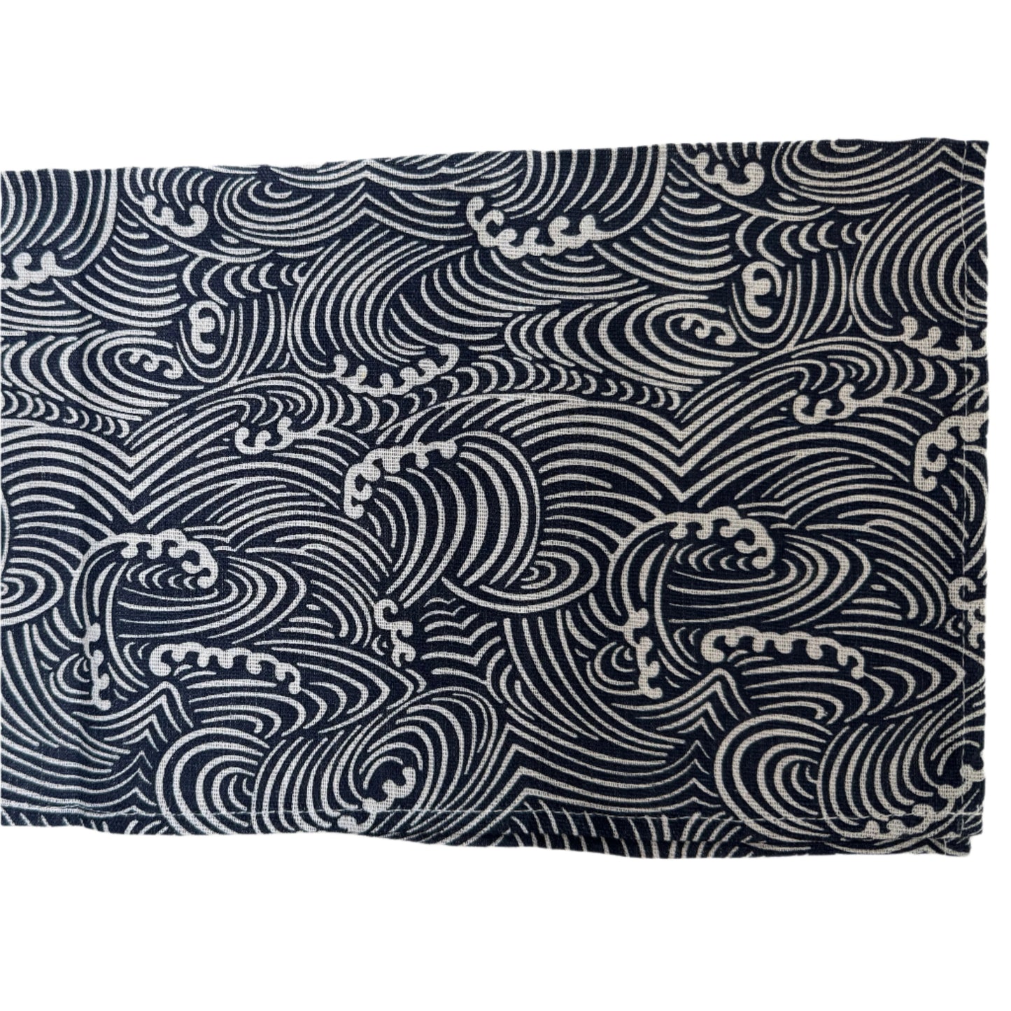 Monarch Linens Japanese style navy blue and white cloth napkins with wave-inspired pattern, set of four 16 x 16 inch reusable fabric napkins for dining tables