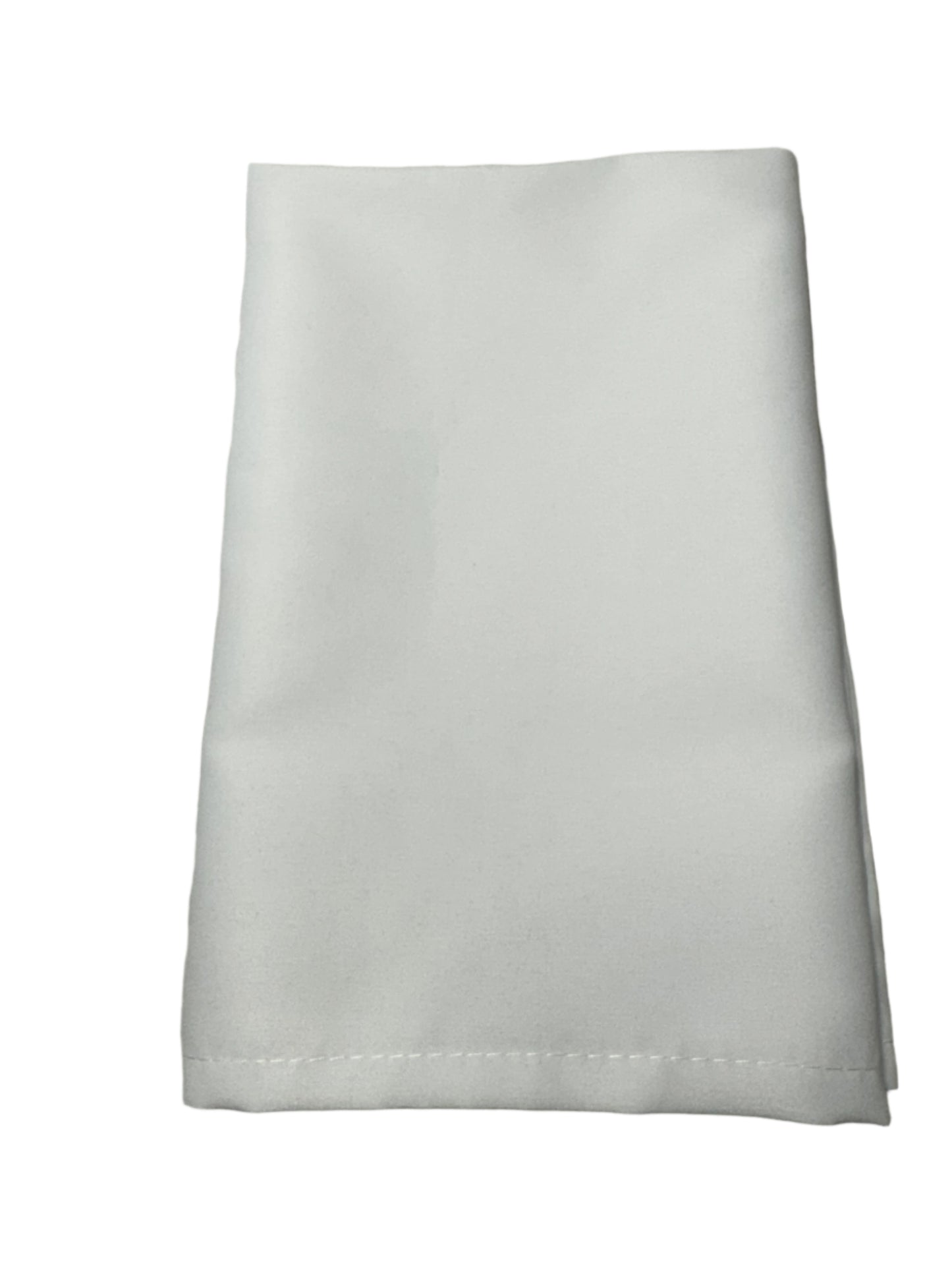White polyester cloth napkins 18 x 18 inches set of eight by Monarch Linens shown folded and styled for formal and everyday table settings