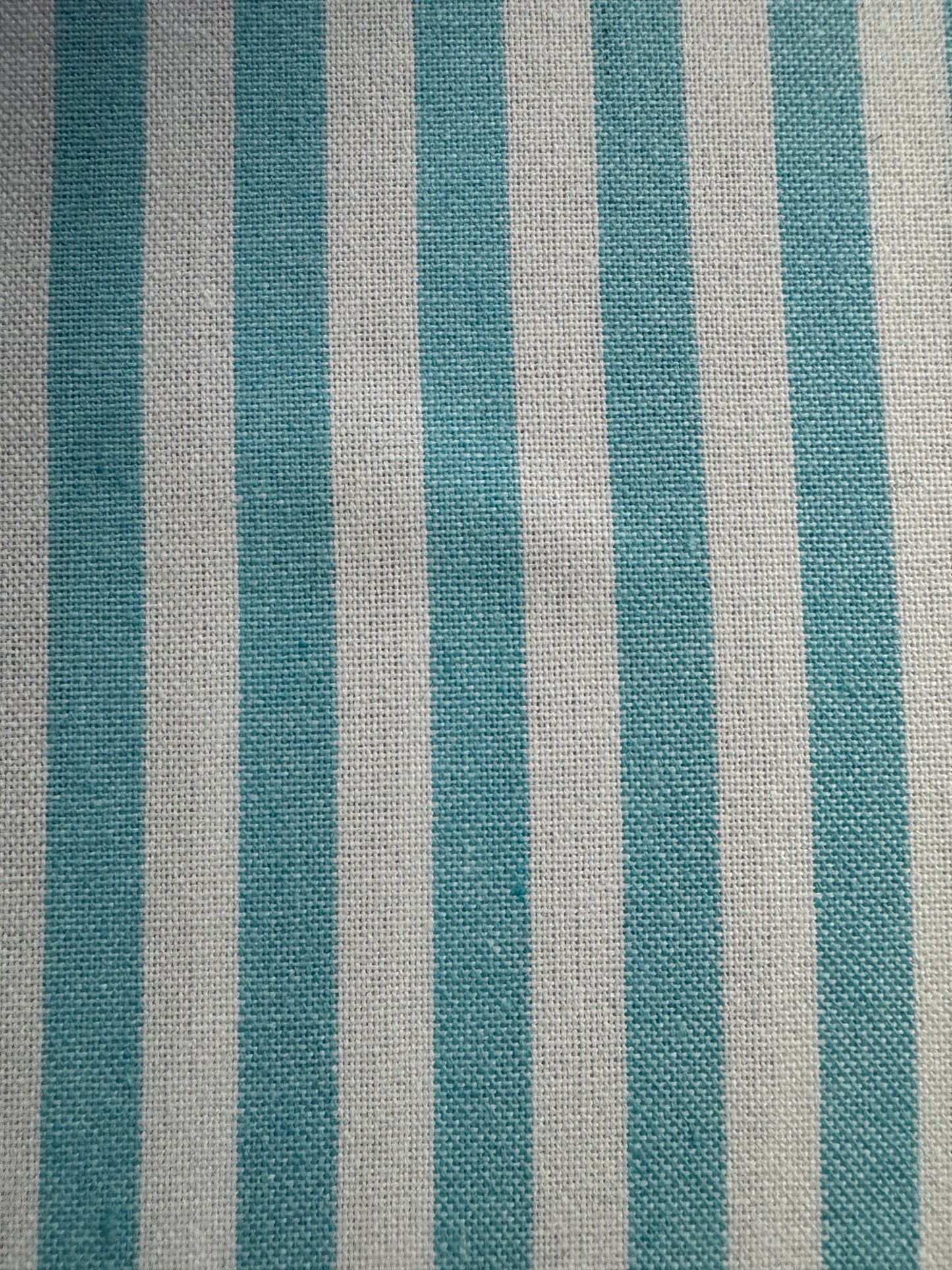 Set of 8 cotton cloth napkins in ocean mist blue and white stripe pattern measuring 18 x 18 inches by Monarch Linens