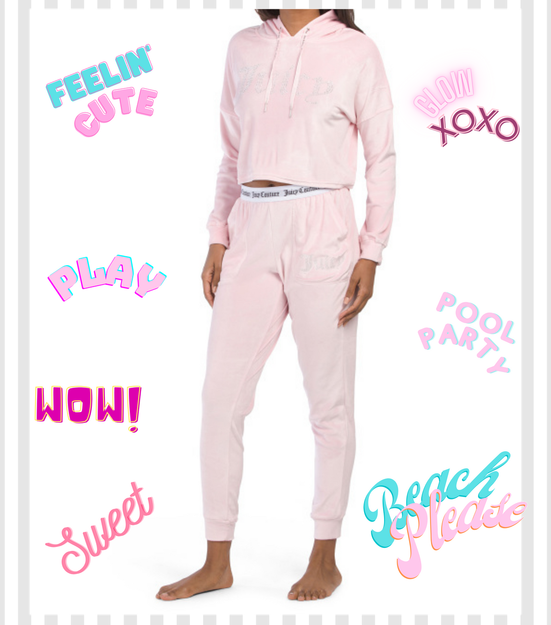 Logo Hooded Velvet Lounge Joggers Set Size L