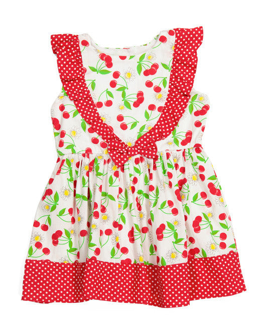 NANETTE Toddler Girls Ruffle Poplin Dress Size 2T Red / White color