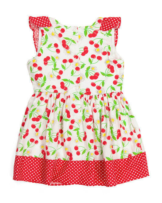 NANETTE Toddler Girls Ruffle Poplin Dress Size 2T Red / White color