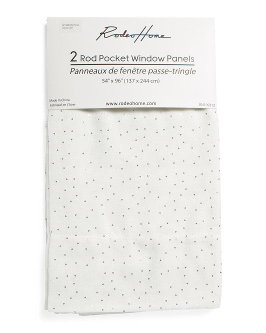 RODEO HOME Set Of 2 Modern Sheer With All Over Sequin Curtains White