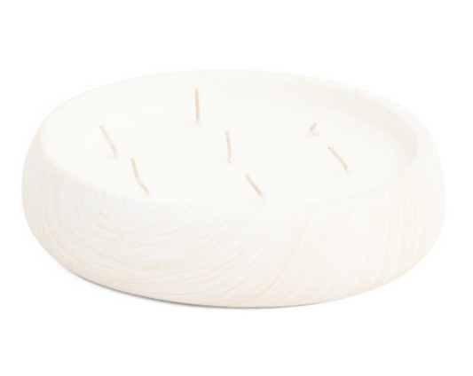 27oz Winter White Wood Look Ceramic Candle – Multi-Wick, Winter Scent