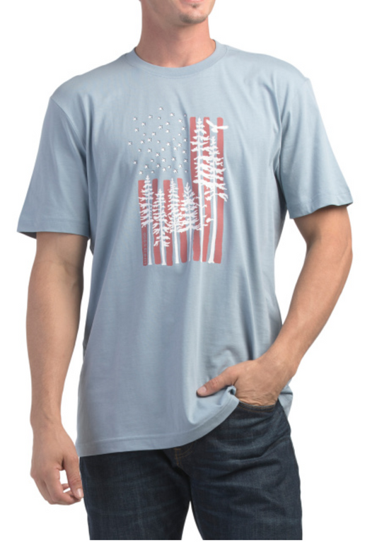 Flag Graphic Short Sleeve Crew Neck Tee – Navy Size L