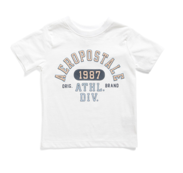 White t-shirt with Aeropostale branding on a white background