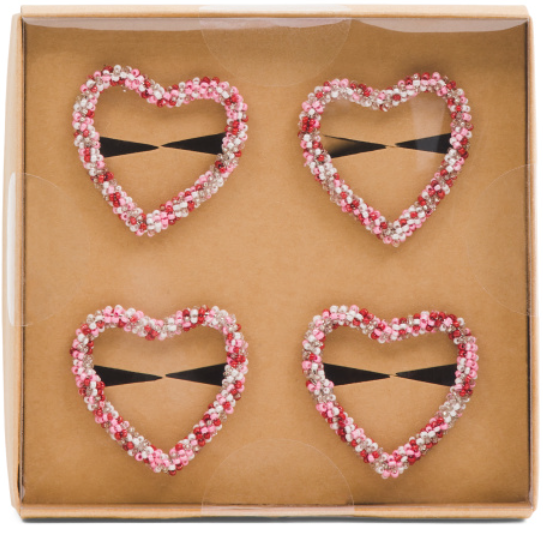 Nicole Miller New York Beaded Heart Napkin Rings Set of 4