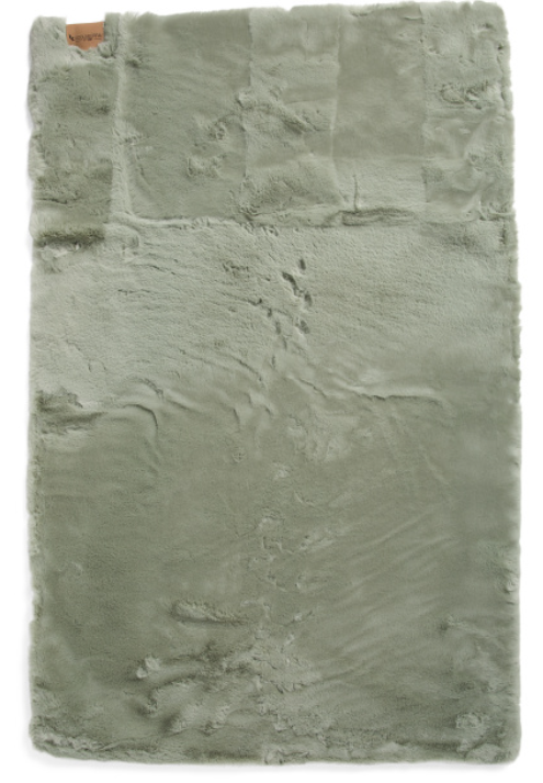 Faux fur Baxter accent rug in desert sage color 27 by 43 inches by Koolaburra by UGG