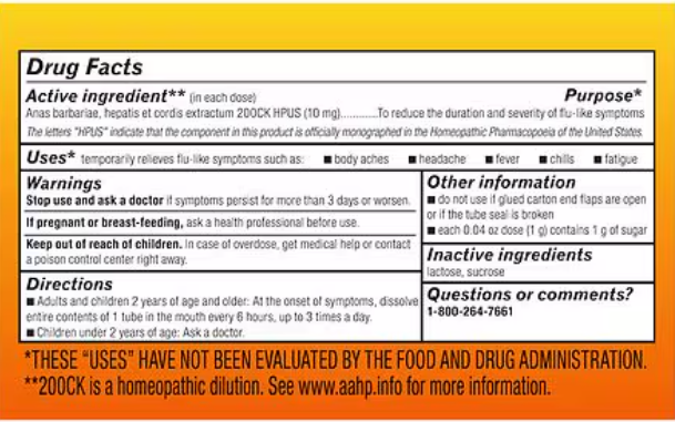 Walgreens Homeopathic Flu Symptom Relief 30 Doses Non-Drowsy Dissolvable Pellets Exp 03/2028