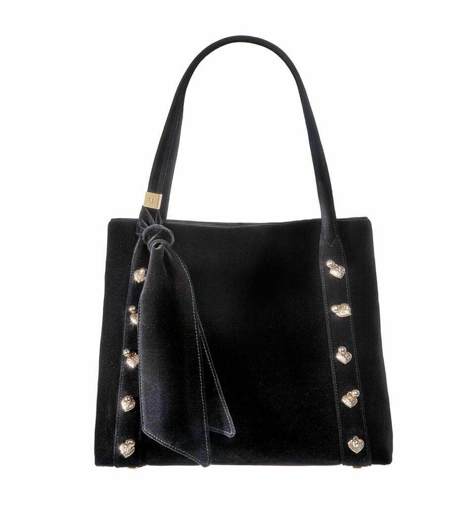 Velvet Tote With Antique Brass Hearts Eric Javits