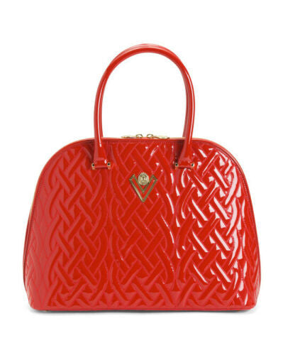 Lipstick Red Bag w Swarovski Crystals Italy Patent Leather Valentino Orlandi