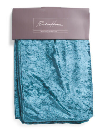 Set Of 2 Crushed Velvet Curtains Peacock (Aqua - Blue) 54" x 84" Rodeo Home