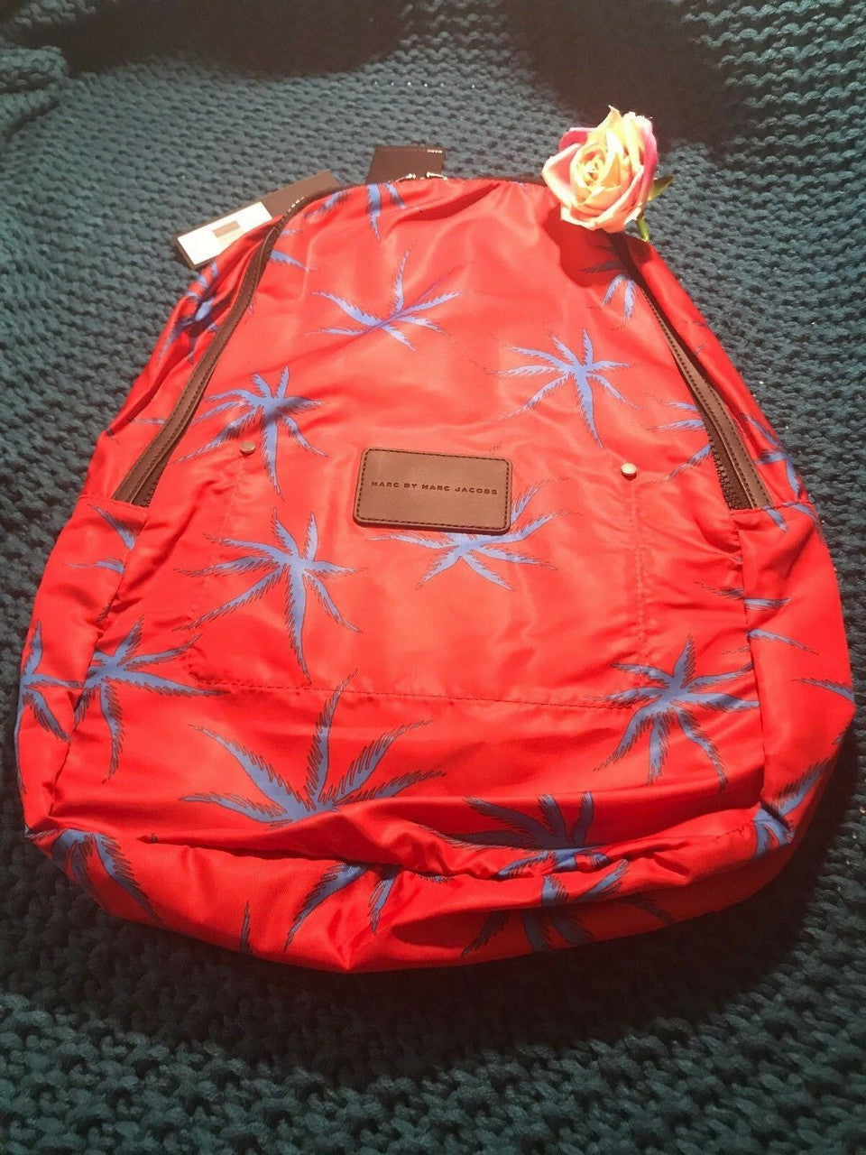 Large Backpack 12" x 18" Palm Red