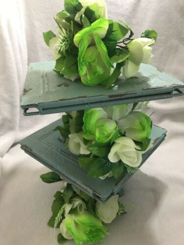 Square Metal Rustic Tray Stand Distressed Tiffany Pedestal Cake Stand Center pc