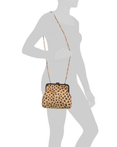 Framed Cheetah Print Handbag With Shoulder Chain Strap wristlet JOSEPH D'AREZZO
