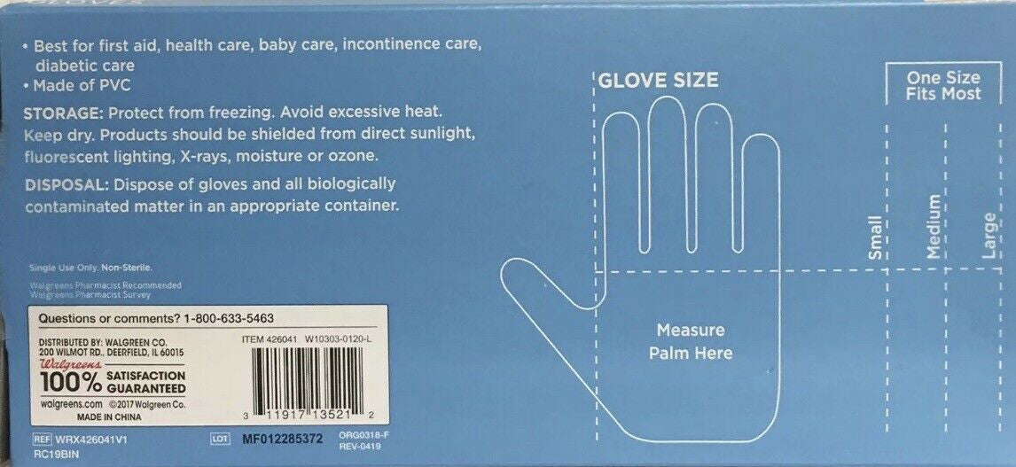 Vinyl Exam Gloves Ultra Soft Powder Free 120 One Size Gloves
