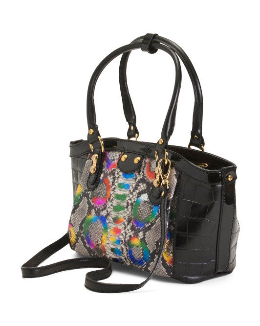 Leather Iridescent Croc Tote Italy MARINO ORLANDI