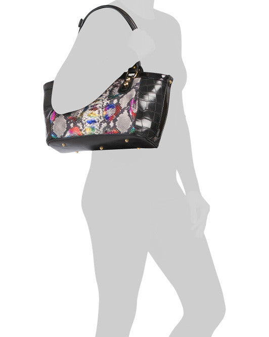 Leather Iridescent Croc Tote Italy MARINO ORLANDI